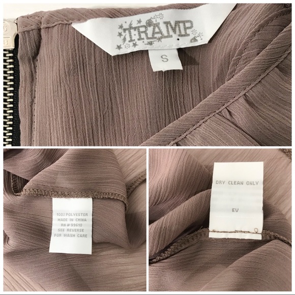 Tramp Semi Sheer Brown Ruffled Top Small - Picture 7 of 7